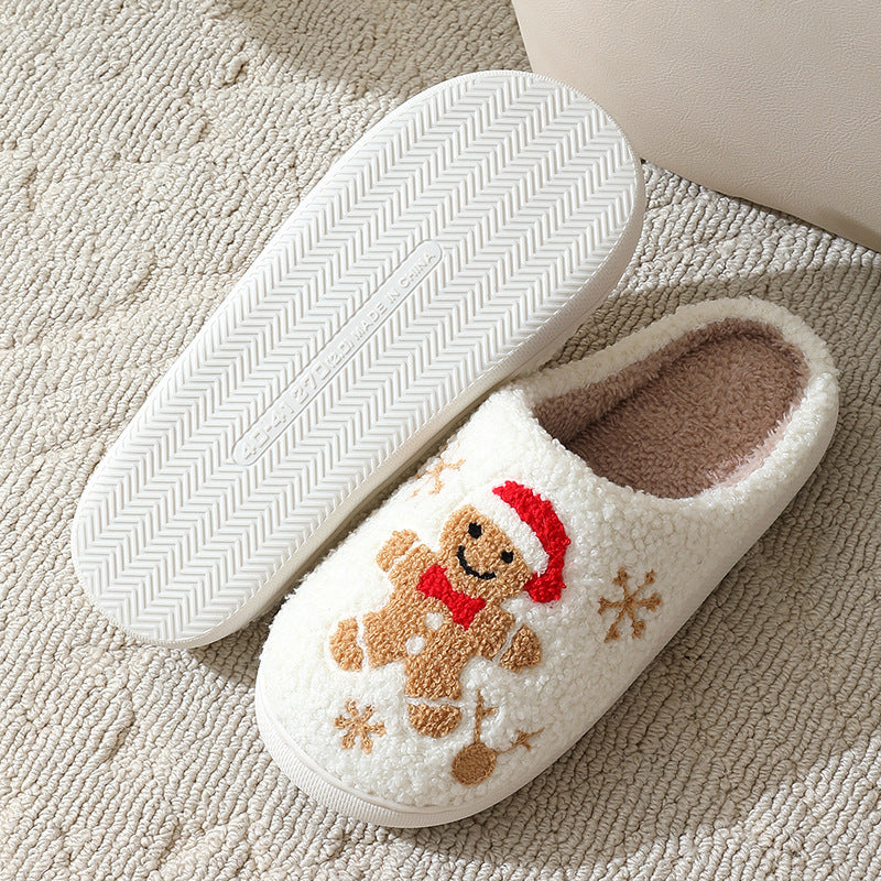 Pantufas de natal Fofas de Biscoito de Gengibre, Chinelos Quentes de Inverno.