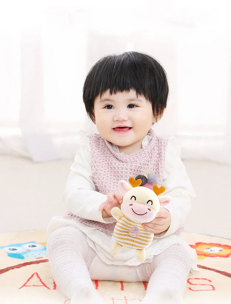 Chocalho para Bebê com Desenho de Animais de Pelúcia, Brinquedo Educativo para bebês e crianças