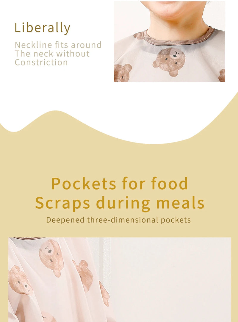 Babador de manga comprida Elinfant (1 unidade), impermeável, lavável, tipo macacão.