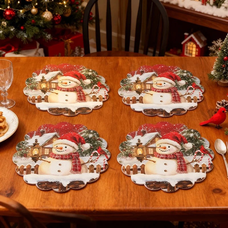 Caminho de mesa natalino, decoração de Natal, Papai Noel de desenho animado fofo, boneco de gengibre, capa de mesa, acessórios de mesa de Natal.