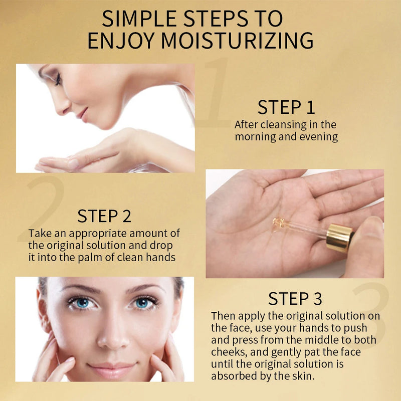 Sérum facial de 100ml com 1 folha de ouro triturada 24k , ácido hialurônico e nicotinamida. REAROYA PREMIUM