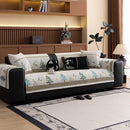 Capa para sofá natalino estilo chinês, com bordado geométrico