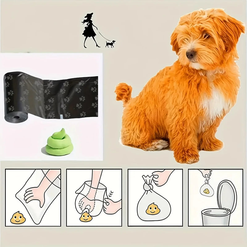 20 rolos de sacos para dejetos de animais de estimação, 300 unidades no total, feitos de polipropileno, polietileno e PVC duráveis, com dispensador portátil de sacos para fezes de cachorro incluso.