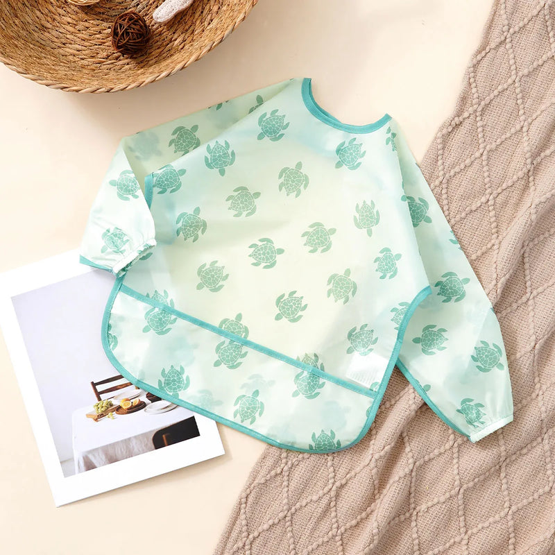 Babador de manga comprida Elinfant (1 unidade), impermeável, lavável, tipo macacão.