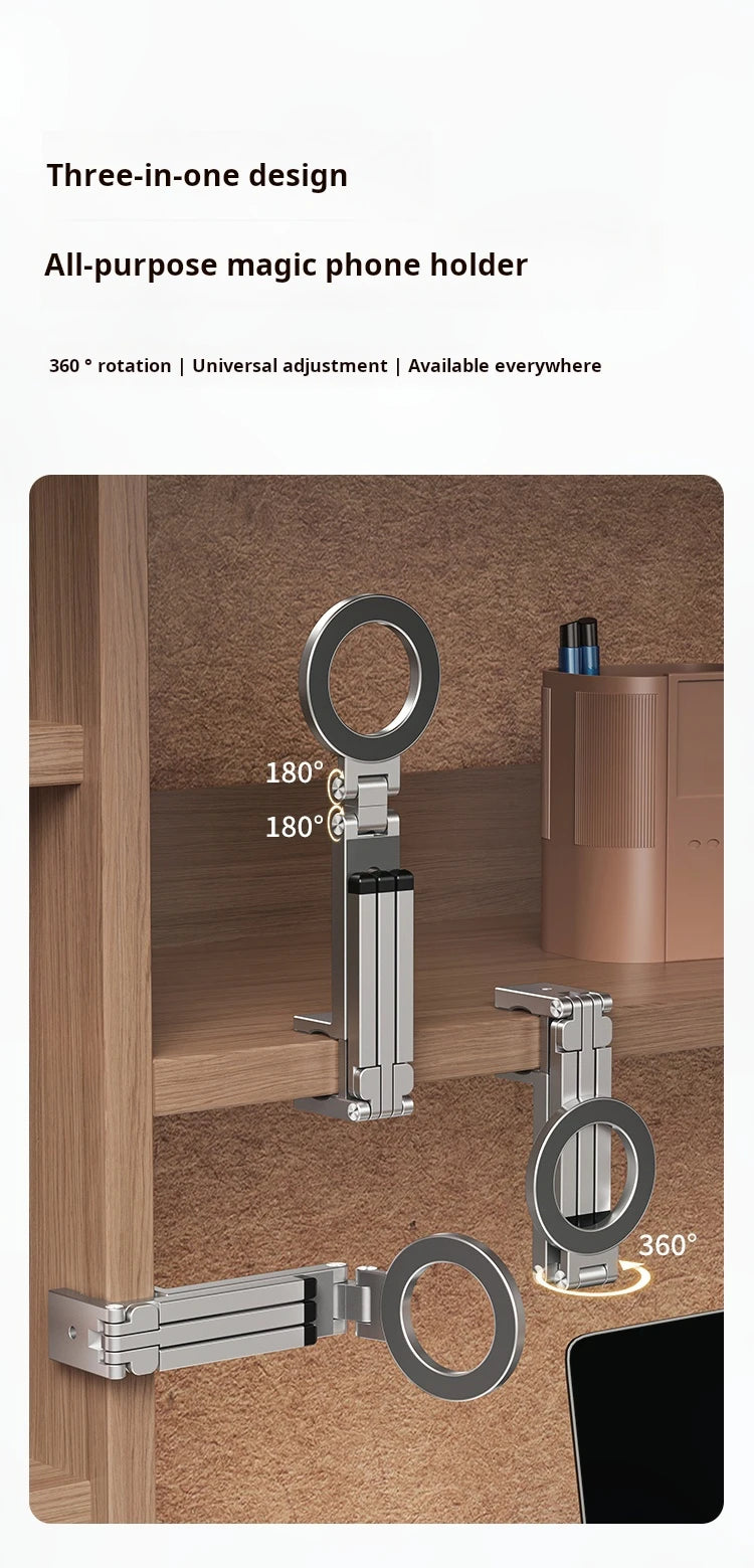 Mini tripé dobrável com suporte magnético para celular, tripé portátil para viagens, compatível com iPhone e Android