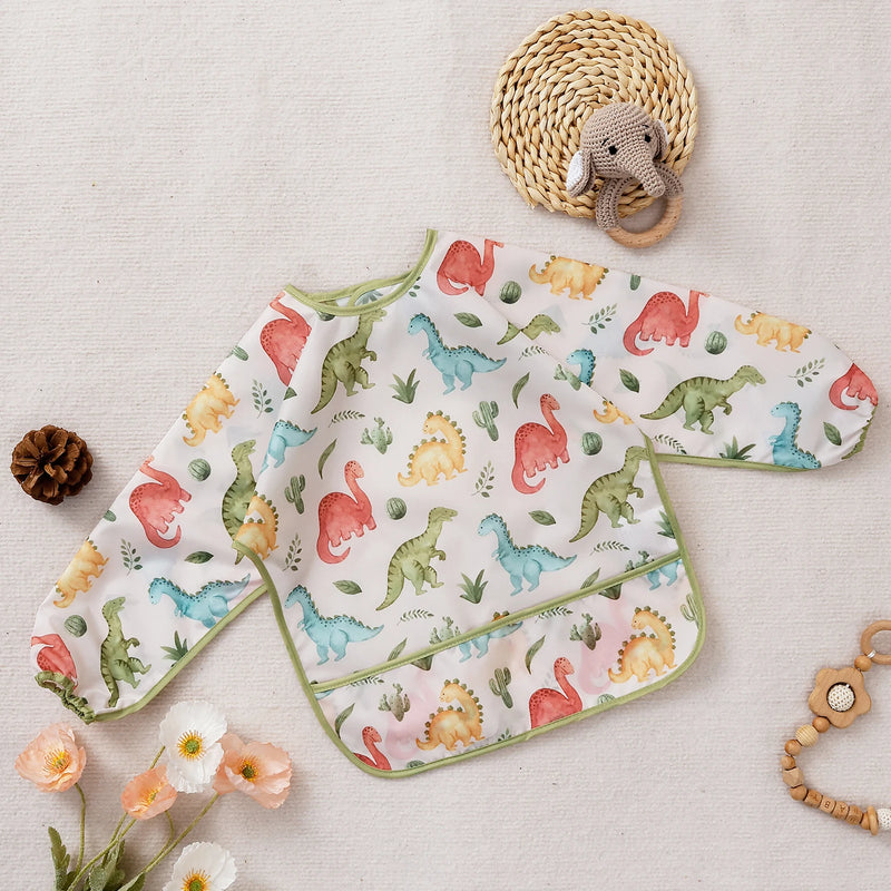 Babador de manga comprida Elinfant (1 unidade), impermeável, lavável, tipo macacão.