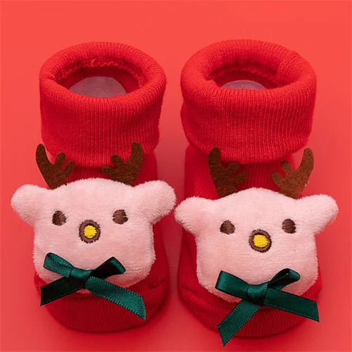 Meias vermelhas de Natal para bebês meninos e meninas, ideal para primavera e inverso.