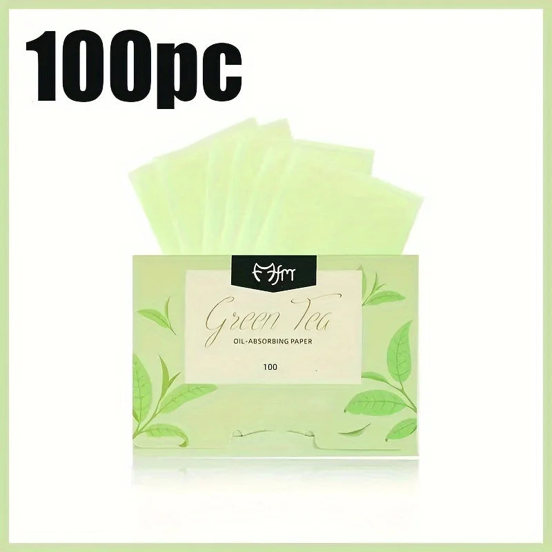 100 unidades de lenços absorventes de oleosidade facial - Chá Verde Natural