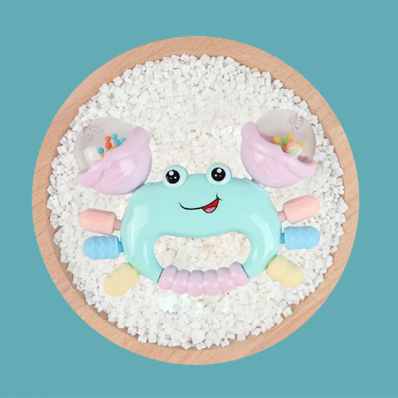 1 chocalho em formato de caranguejo para bebês de 0 a 36 meses.