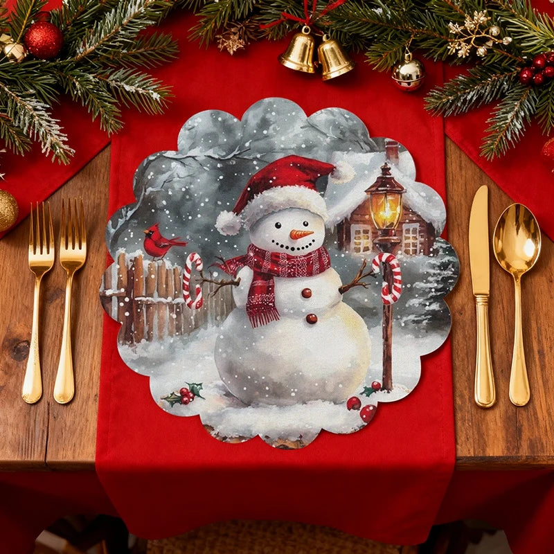 Caminho de mesa natalino, decoração de Natal, Papai Noel de desenho animado fofo, boneco de gengibre, capa de mesa, acessórios de mesa de Natal.