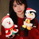 Pelúcia de Papai Noel e alce e boneco de neve de 22 cm.