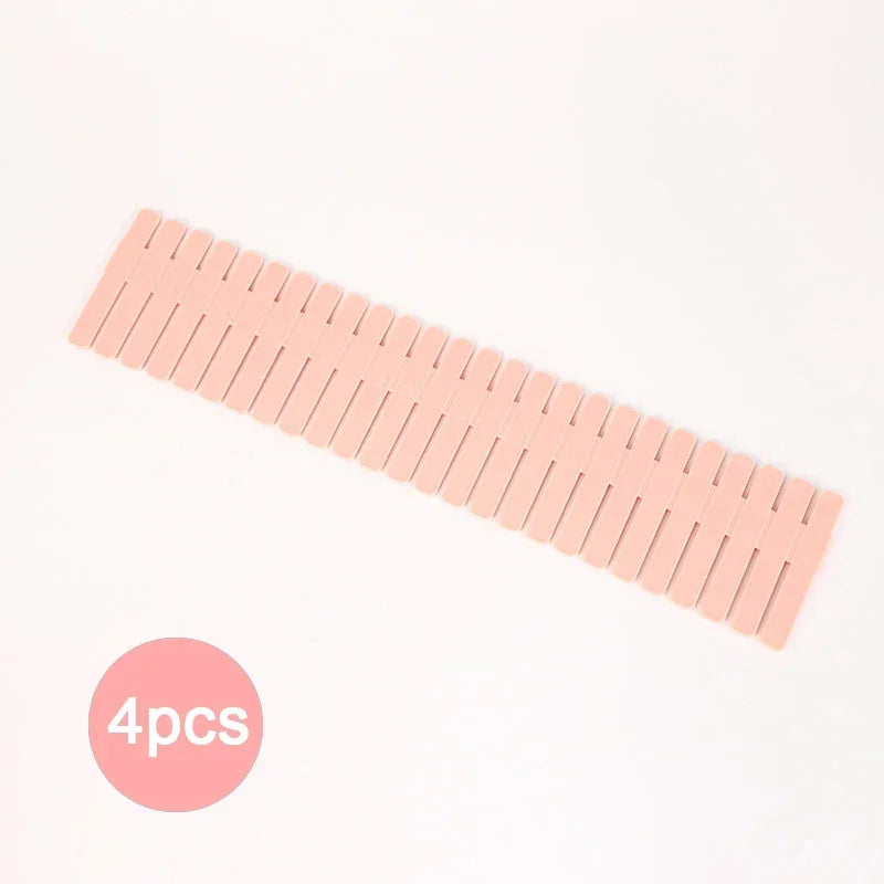 Divisórias de gaveta ajustáveis (4/8/12 peças) para armazenamento.