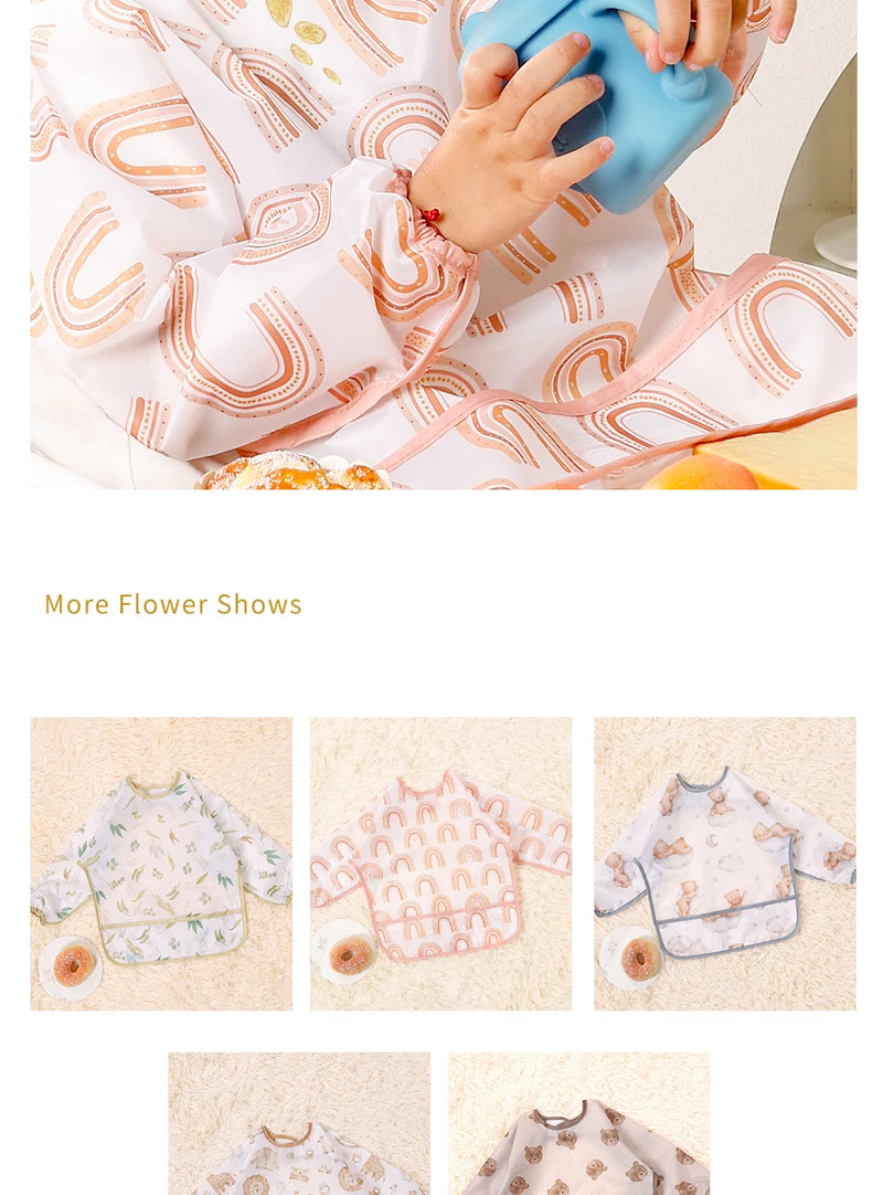 Babador de manga comprida Elinfant (1 unidade), impermeável, lavável, tipo macacão.