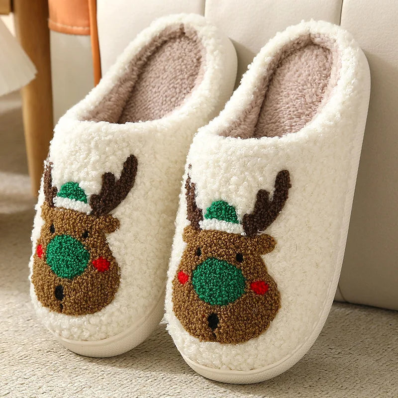 Pantufas de natal Fofas de Biscoito de Gengibre, Chinelos Quentes de Inverno.