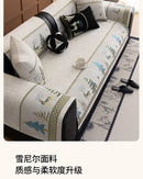 Capa para sofá natalino estilo chinês, com bordado geométrico