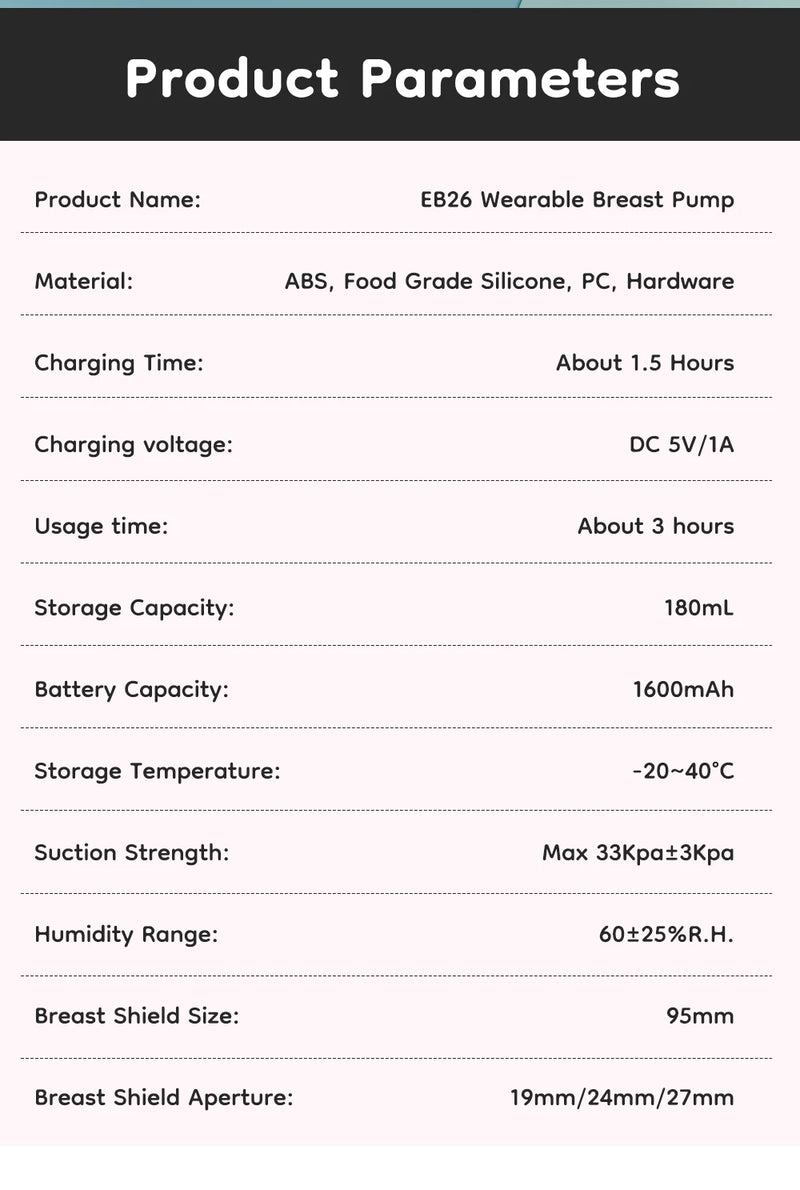 Aliviador e tira leite elétrica portátil MAMIJOY com 4 modos e 12 níveis de potência, silenciosa e confortável, com flange de 19/24 mm