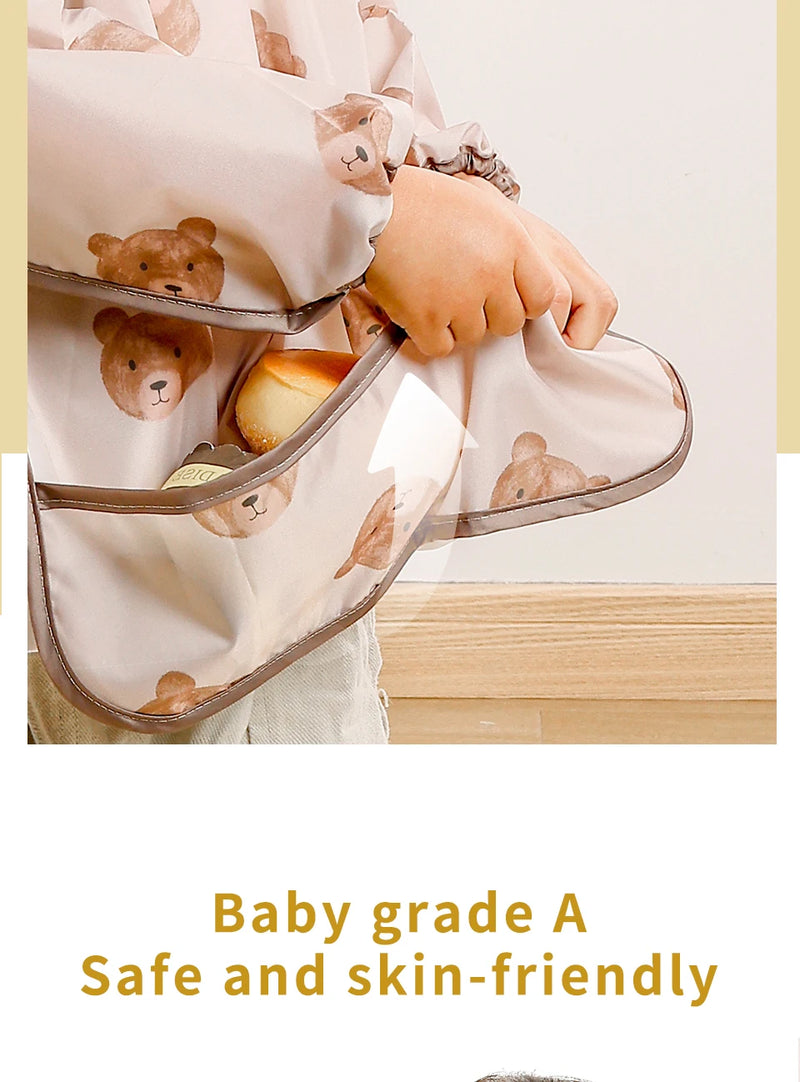 Babador de manga comprida Elinfant (1 unidade), impermeável, lavável, tipo macacão.