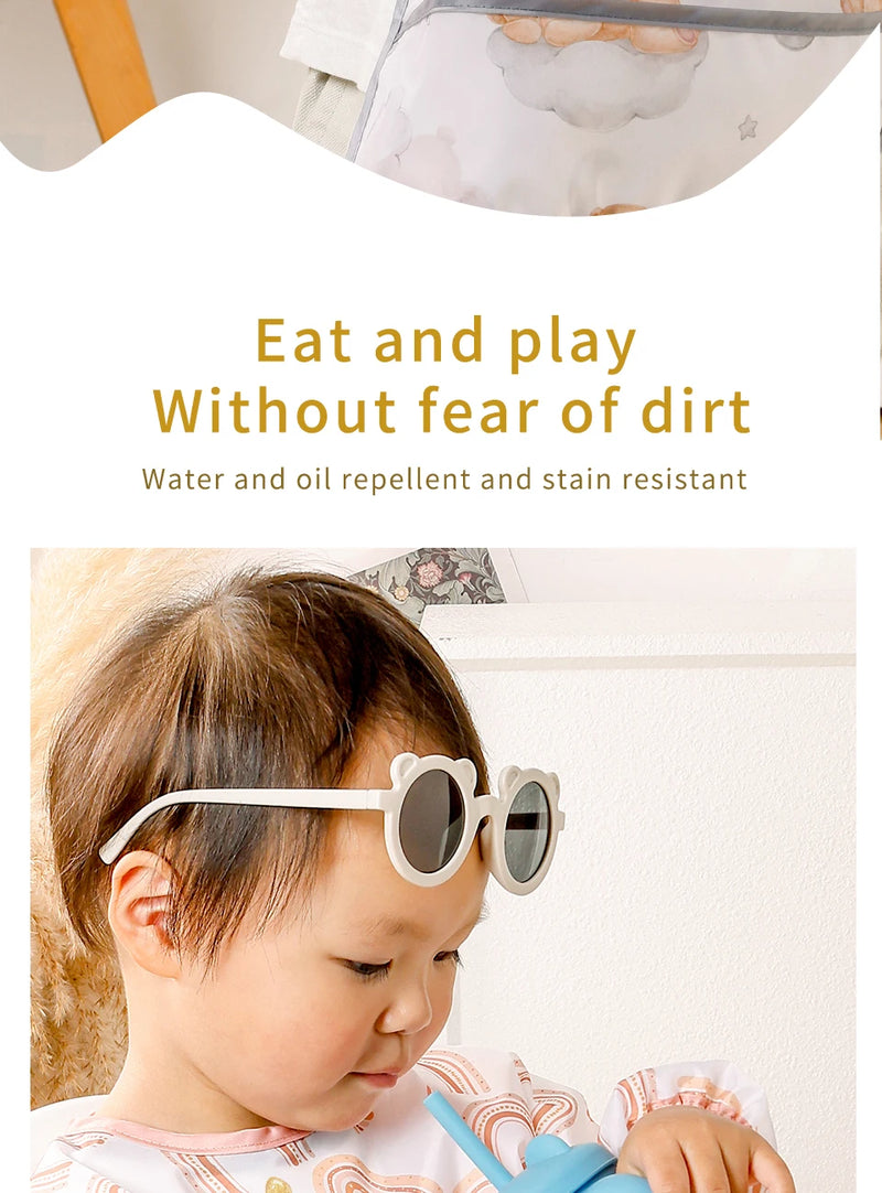 Babador de manga comprida Elinfant (1 unidade), impermeável, lavável, tipo macacão.