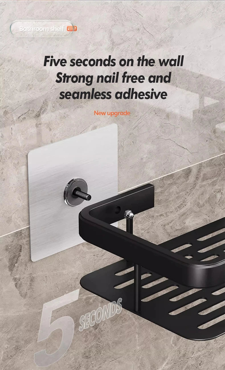 Organizador de banheiro em aço inoxidável antiferrugem, com ventosas, para chuveiro e eletrodomésticos.