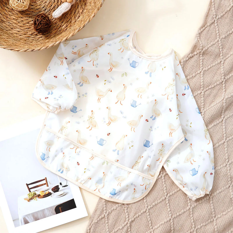 Babador de manga comprida Elinfant (1 unidade), impermeável, lavável, tipo macacão.