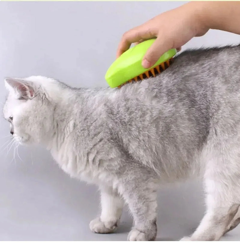 Escova a vapor para cães e gatos, com pulverizador elétrico para massagem, ideal para cuidados com animais de estimação, remoção de pelos soltos e muito mais. 3 em 1