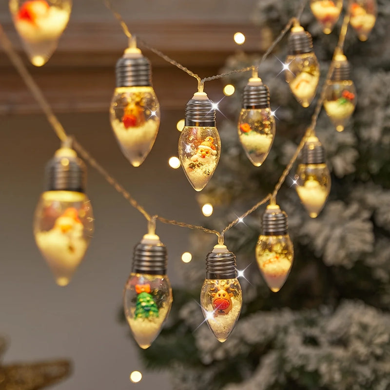 1 conjunto de luzes de Natal em formato de globo de neve com 10 LEDs decorados.