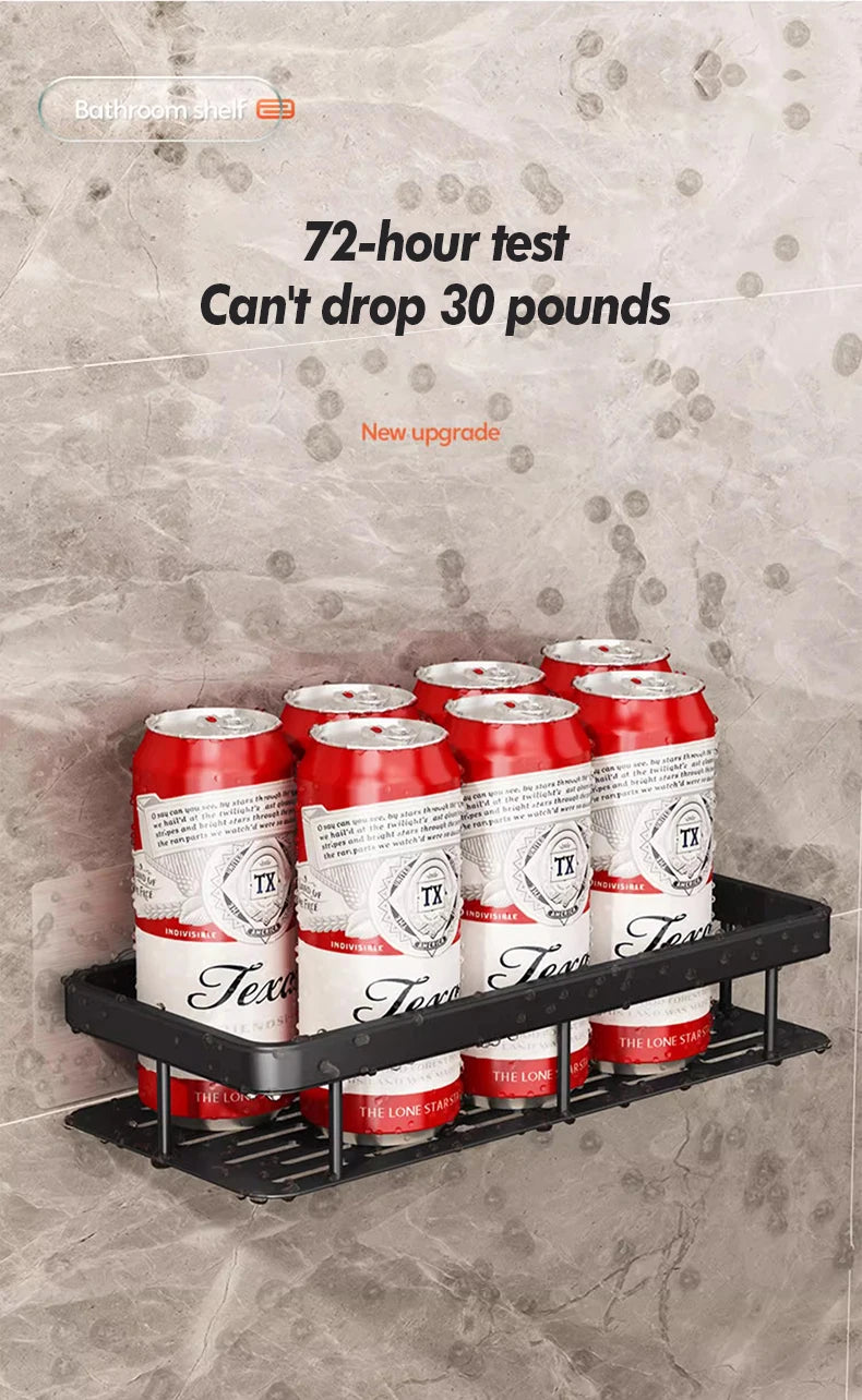 Organizador de banheiro em aço inoxidável antiferrugem, com ventosas, para chuveiro e eletrodomésticos.