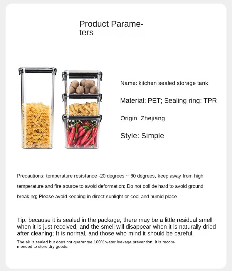 Conjunto de Potes Herméticos para Armazenamento de Grãos e Temperos