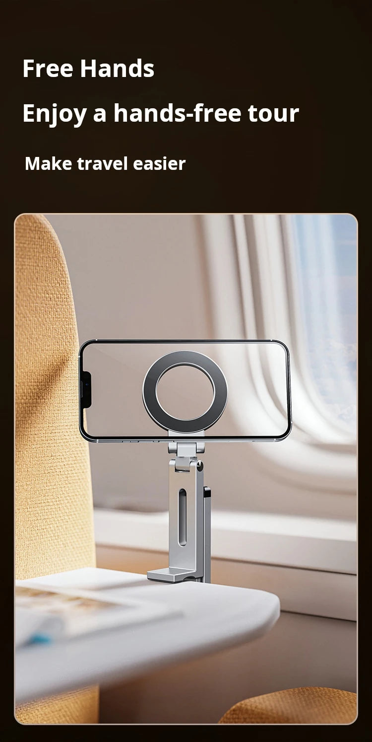 Mini tripé dobrável com suporte magnético para celular, tripé portátil para viagens, compatível com iPhone e Android