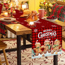 Caminho de mesa natalino, decoração de Natal, Papai Noel de desenho animado fofo, boneco de gengibre, capa de mesa, acessórios de mesa de Natal.
