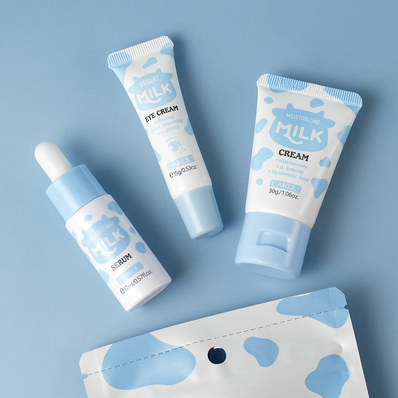 Kit Trio LAIKOU Milk: Nutrição Profunda, Sérum Hidratante, Clareador de manchas