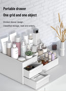 Caixa organizadora de maquiagem branca com gaveta.