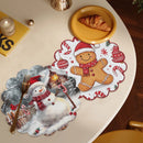 Caminho de mesa natalino, decoração de Natal, Papai Noel de desenho animado fofo, boneco de gengibre, capa de mesa, acessórios de mesa de Natal.