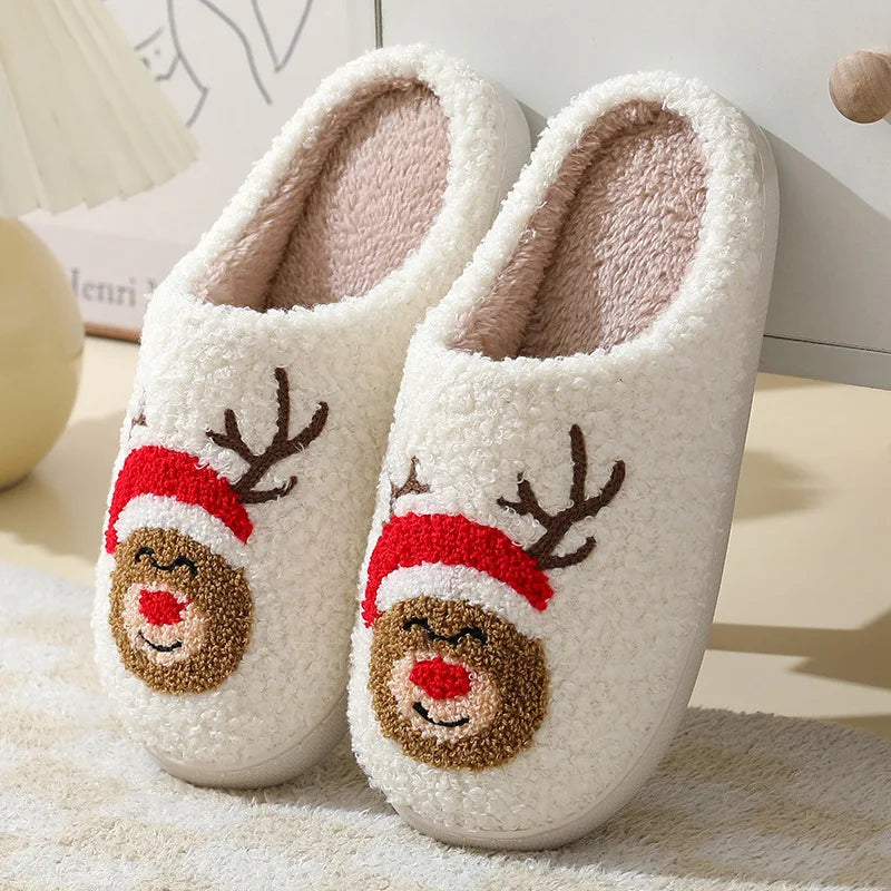 Pantufas de natal Fofas de Biscoito de Gengibre, Chinelos Quentes de Inverno.