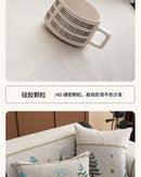 Capa para sofá natalino estilo chinês, com bordado geométrico