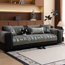 Capa para sofá natalino estilo chinês, com bordado geométrico