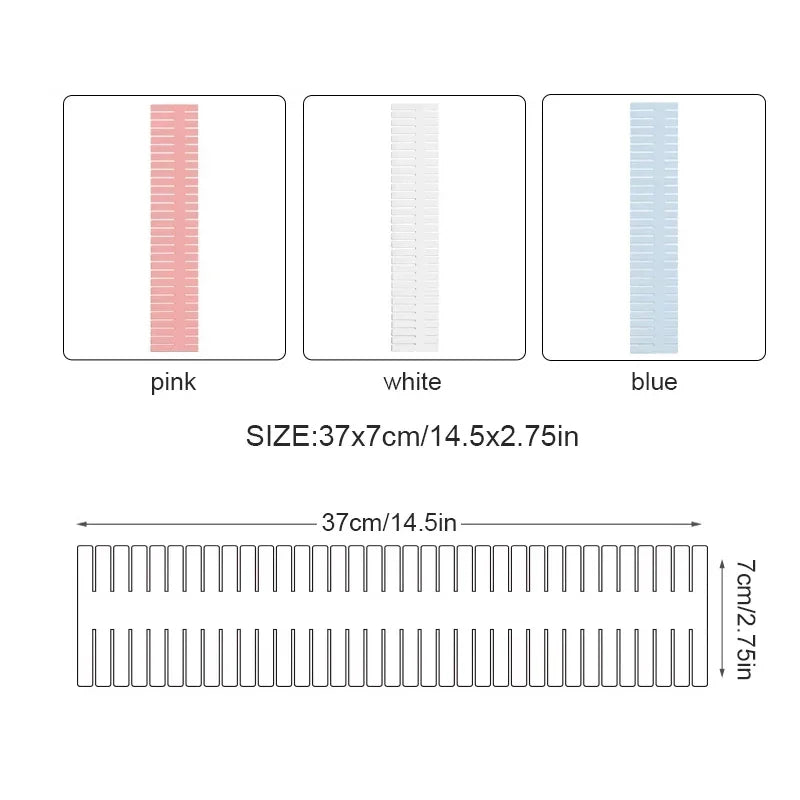 Divisórias de gaveta ajustáveis (4/8/12 peças) para armazenamento.