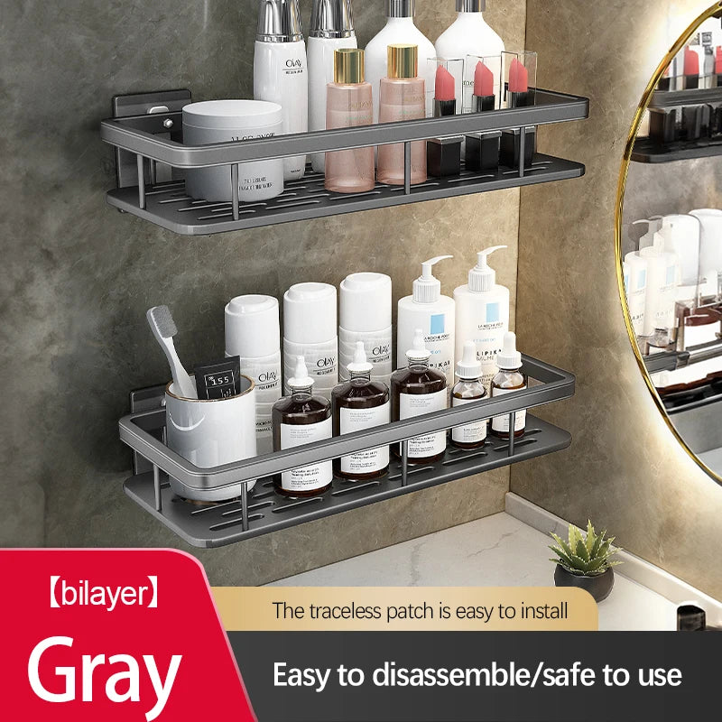 Organizador de banheiro em aço inoxidável antiferrugem, com ventosas, para chuveiro e eletrodomésticos.