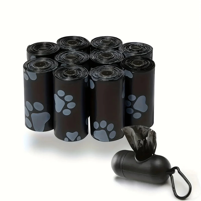 20 rolos de sacos para dejetos de animais de estimação, 300 unidades no total, feitos de polipropileno, polietileno e PVC duráveis, com dispensador portátil de sacos para fezes de cachorro incluso.