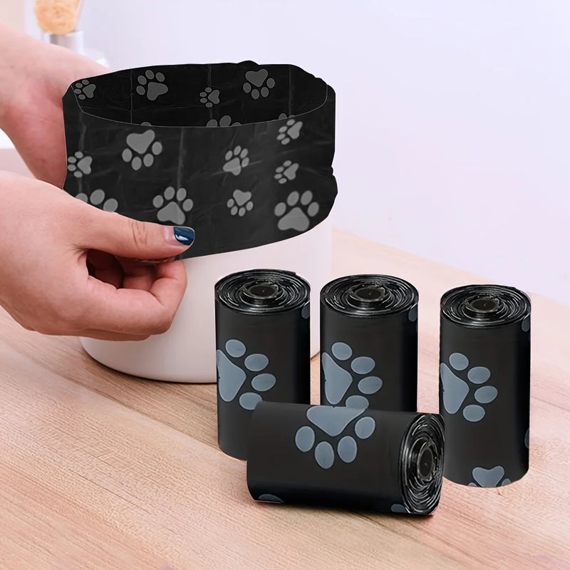 20 rolos de sacos para dejetos de animais de estimação, 300 unidades no total, feitos de polipropileno, polietileno e PVC duráveis, com dispensador portátil de sacos para fezes de cachorro incluso.