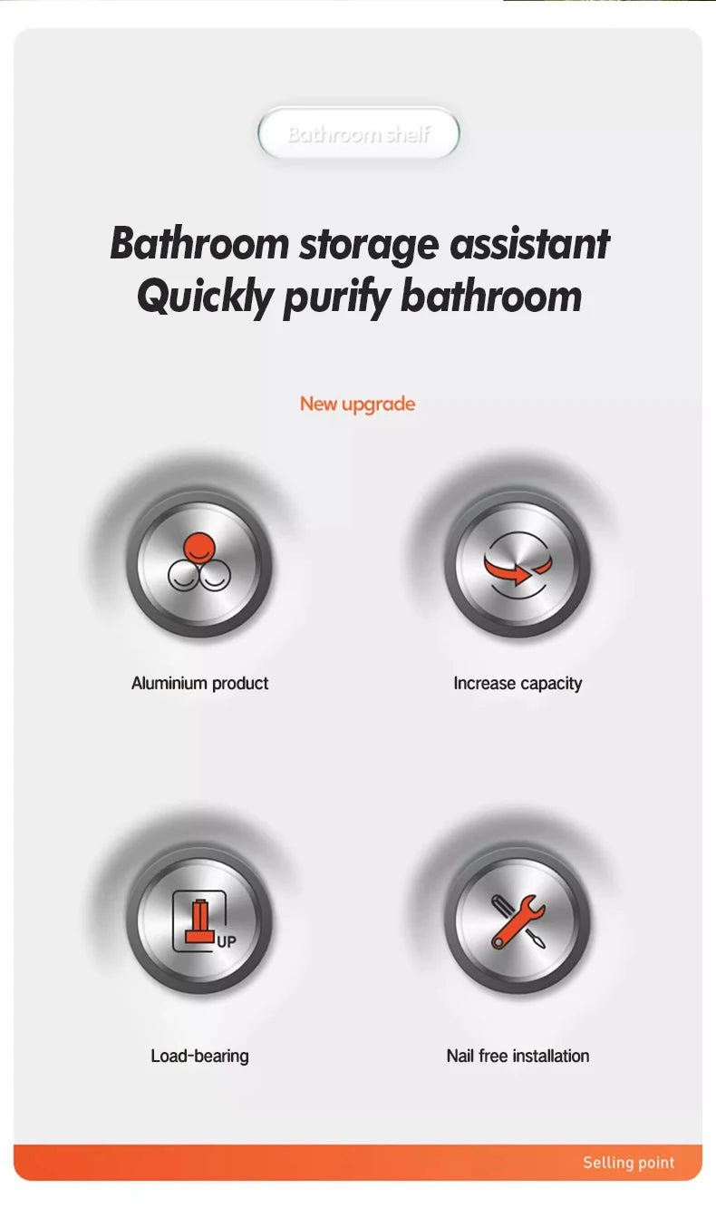 Organizador de banheiro em aço inoxidável antiferrugem, com ventosas, para chuveiro e eletrodomésticos.