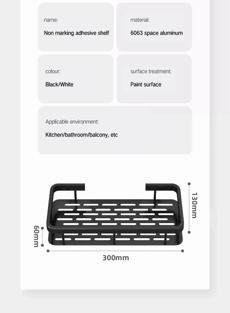 Organizador de banheiro em aço inoxidável antiferrugem, com ventosas, para chuveiro e eletrodomésticos.