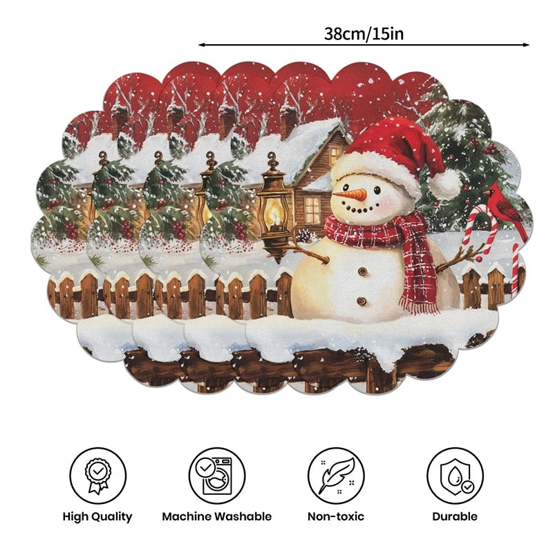 Caminho de mesa natalino, decoração de Natal, Papai Noel de desenho animado fofo, boneco de gengibre, capa de mesa, acessórios de mesa de Natal.