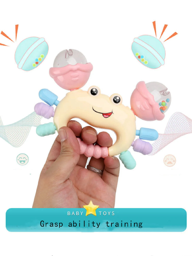 1 chocalho em formato de caranguejo para bebês de 0 a 36 meses.