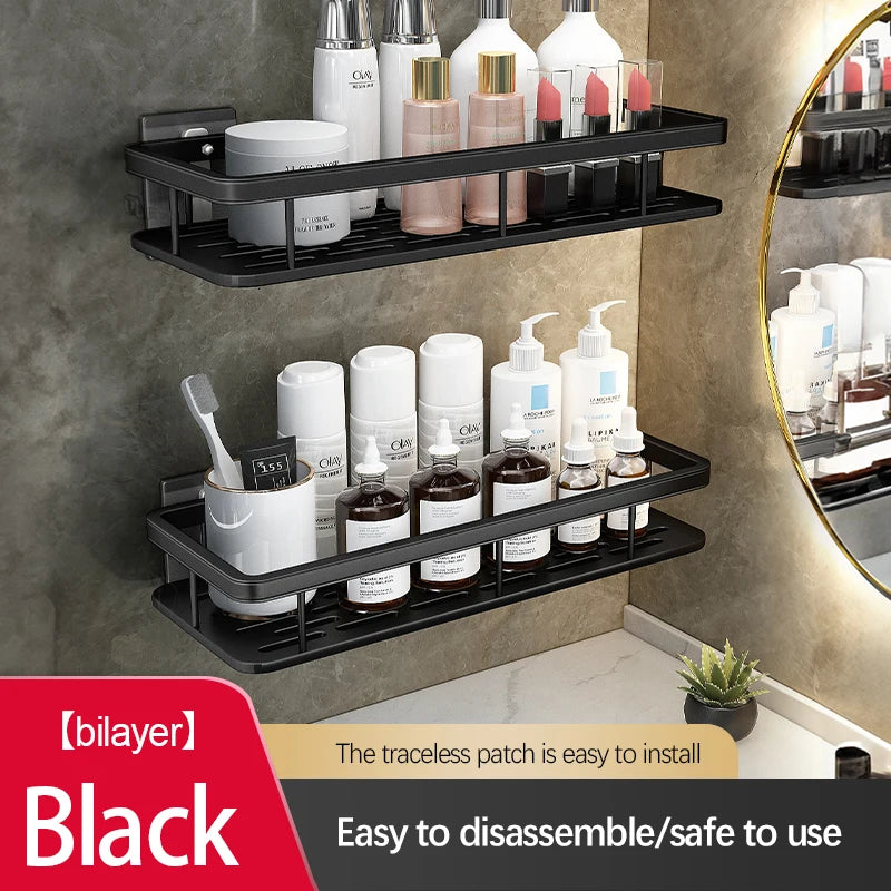 Organizador de banheiro em aço inoxidável antiferrugem, com ventosas, para chuveiro e eletrodomésticos.