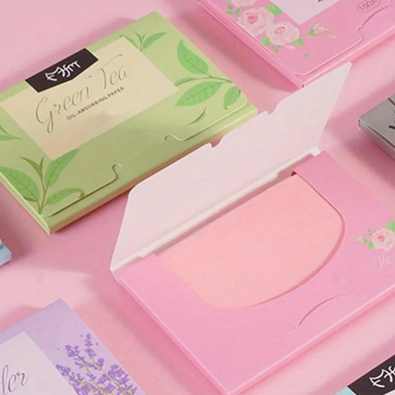 100 unidades de lenços absorventes de oleosidade facial - Chá Verde Natural