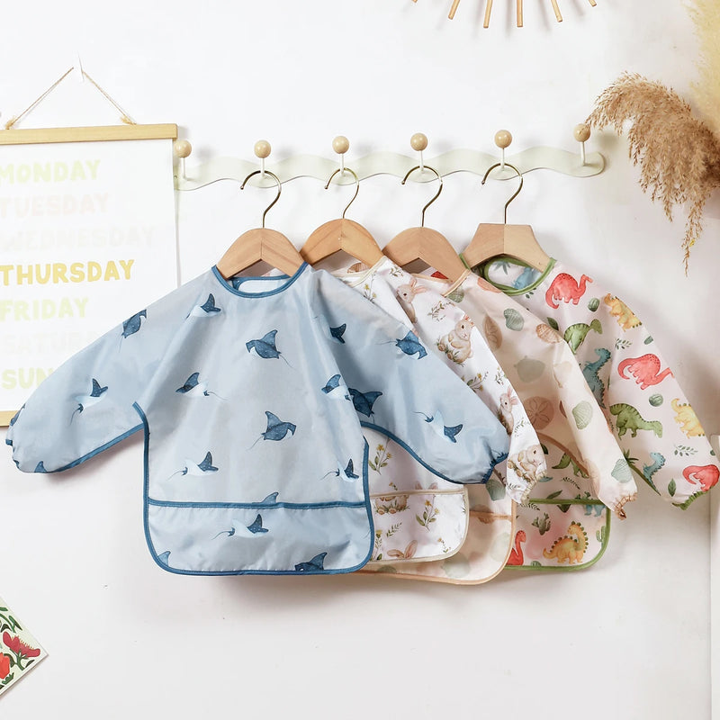 Babador de manga comprida Elinfant (1 unidade), impermeável, lavável, tipo macacão.