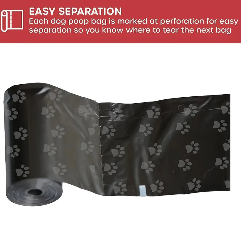 20 rolos de sacos para dejetos de animais de estimação, 300 unidades no total, feitos de polipropileno, polietileno e PVC duráveis, com dispensador portátil de sacos para fezes de cachorro incluso.