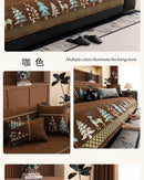 Capa para sofá natalino estilo chinês, com bordado geométrico