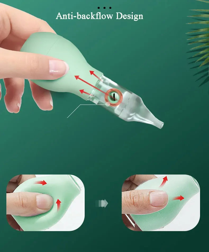 Aspirador Nasal Macio para Bebê, Antirrefluxo, Limpador Nasal a Vácuo para Recém-Nascidos,